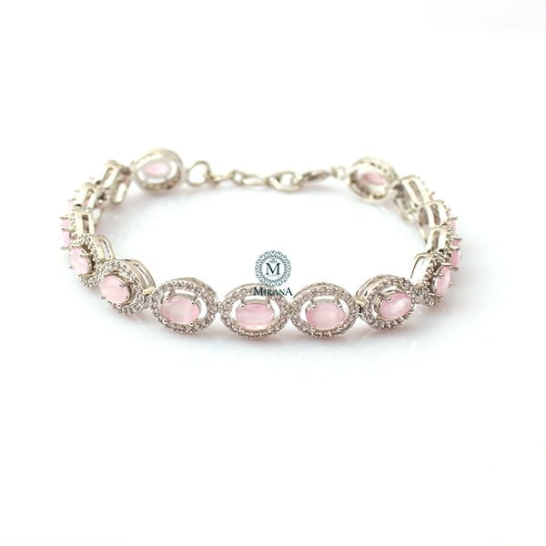 Freya Pastel Pink CZ Designer Bracelet