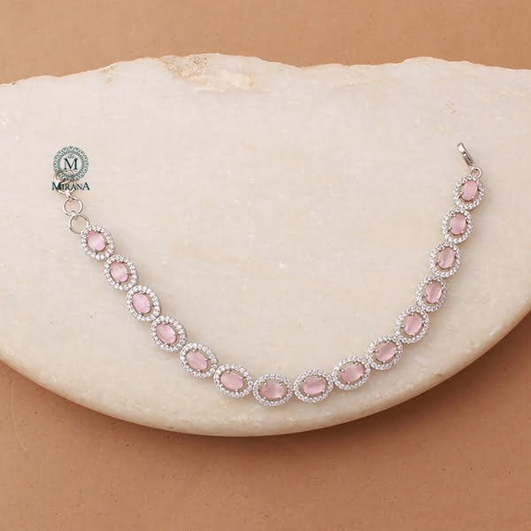 Freya Pastel Pink CZ Designer Bracelet