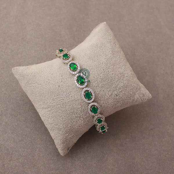 Freya Emerald Green CZ Designer Bracelet