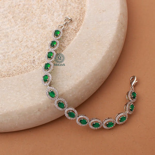 Freya Emerald Green CZ Designer Bracelet