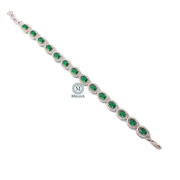 Freya Emerald Green CZ Designer Bracelet