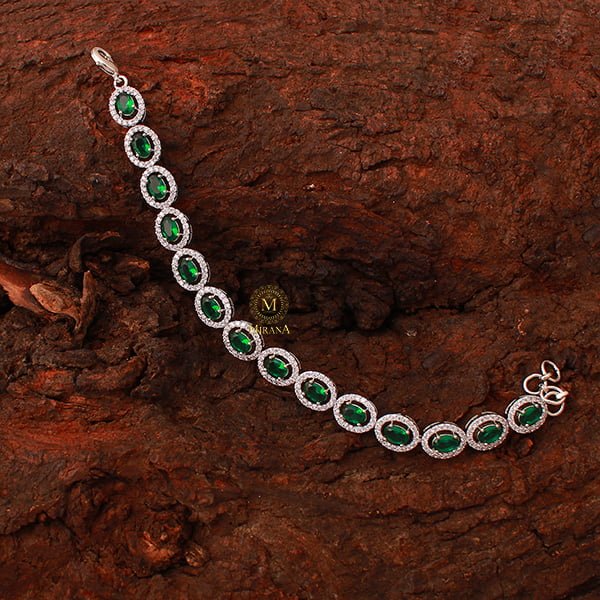 Freya Emerald Green CZ Designer Bracelet