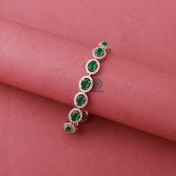 Freya Emerald Green CZ Designer Bracelet