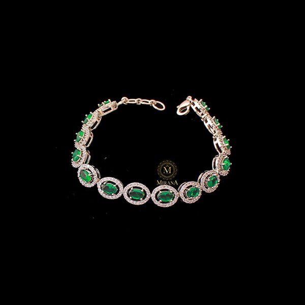 Freya Emerald Green CZ Designer Bracelet