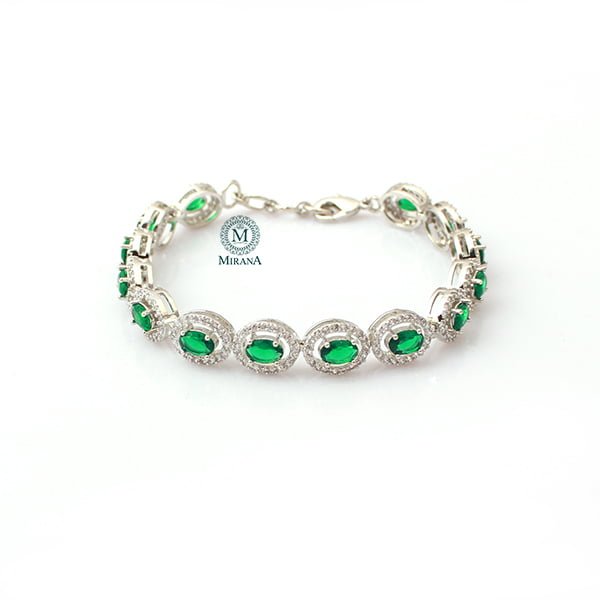 Freya Emerald Green CZ Designer Bracelet