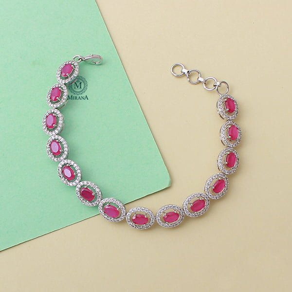 Freya Ruby CZ Designer Bracelet