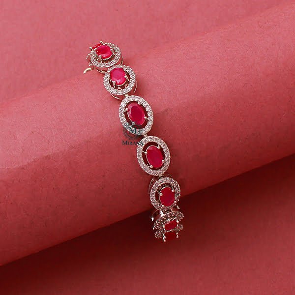 Freya Ruby CZ Designer Bracelet
