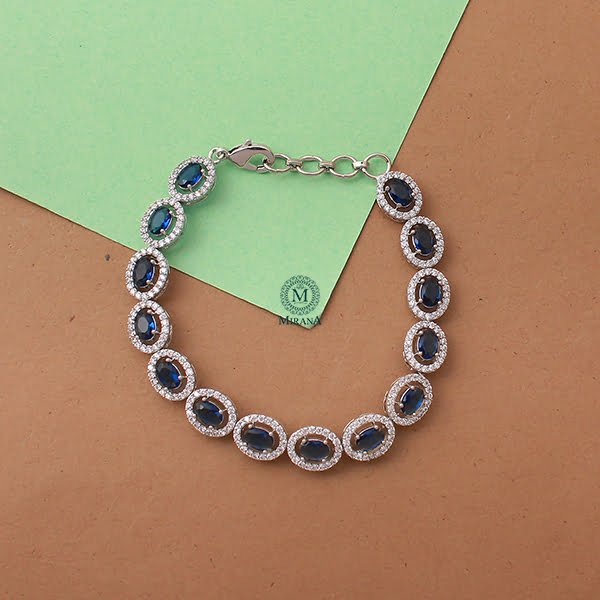 Freya Sapphire Blue CZ Designer Bracelet