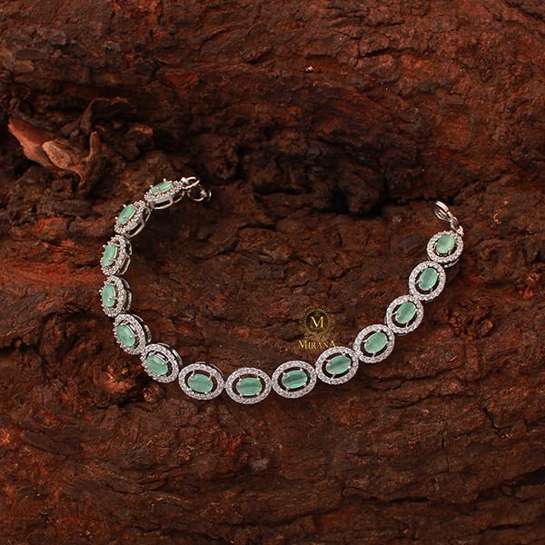 Freya Pastel Green CZ Designer Bracelet