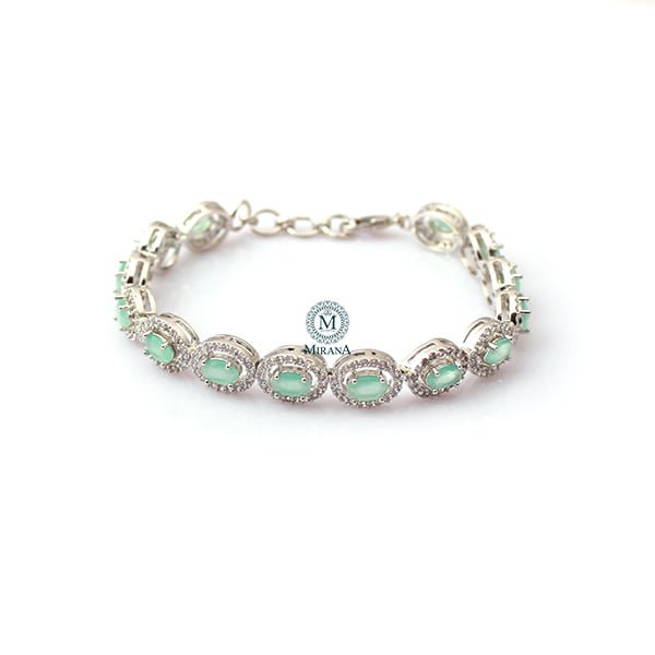 Freya Pastel Green CZ Designer Bracelet