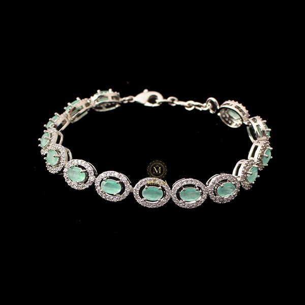 Freya Pastel Green CZ Designer Bracelet