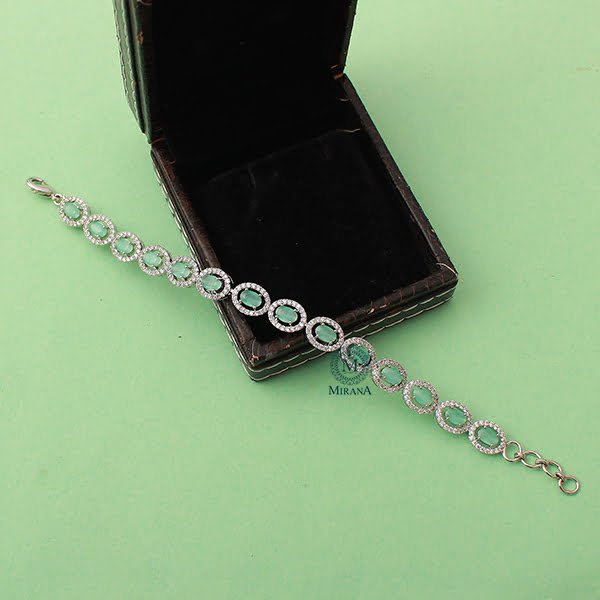 Freya Pastel Green CZ Designer Bracelet