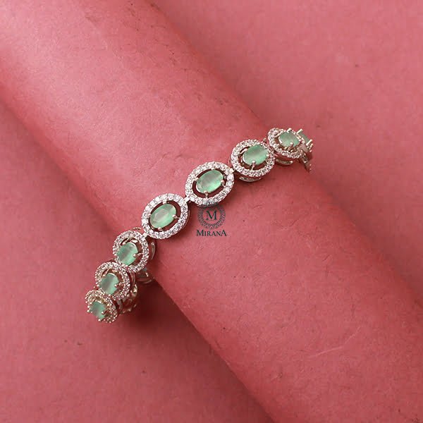 Freya Pastel Green CZ Designer Bracelet