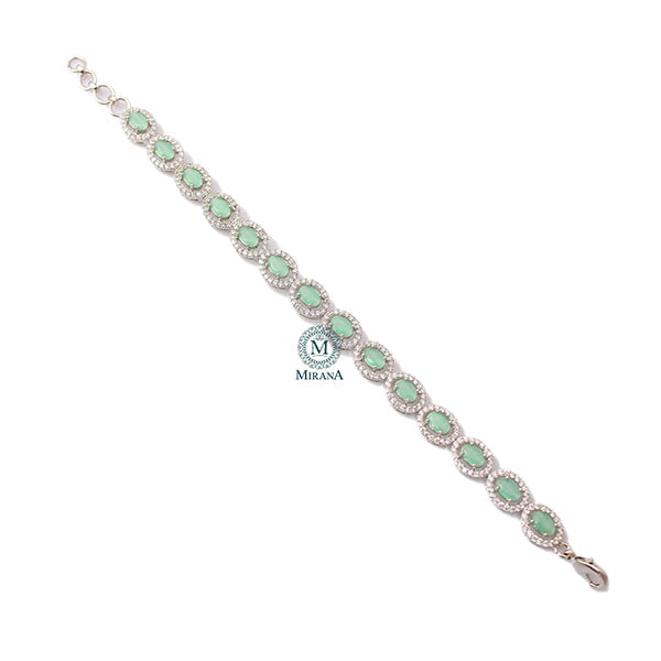 Freya Pastel Green CZ Designer Bracelet