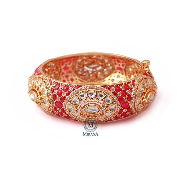 Divya Ruby Polki Designer Bracelet