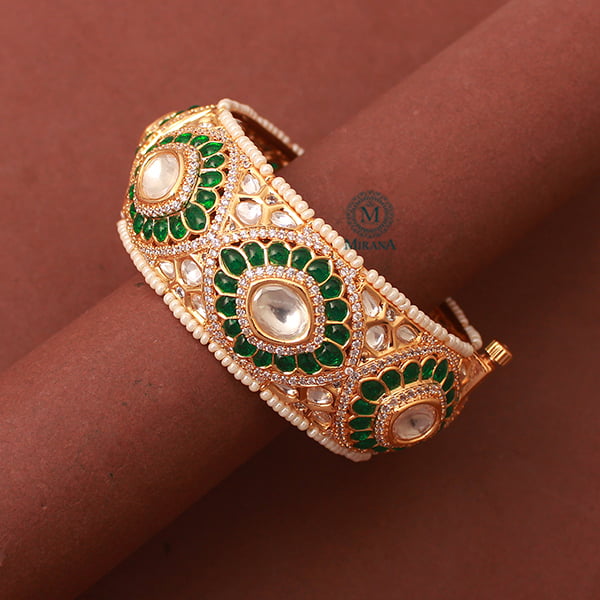 Aditi Emerald Green Polki Designer Bracelet