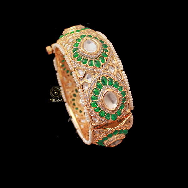 Aditi Emerald Green Polki Designer Bracelet