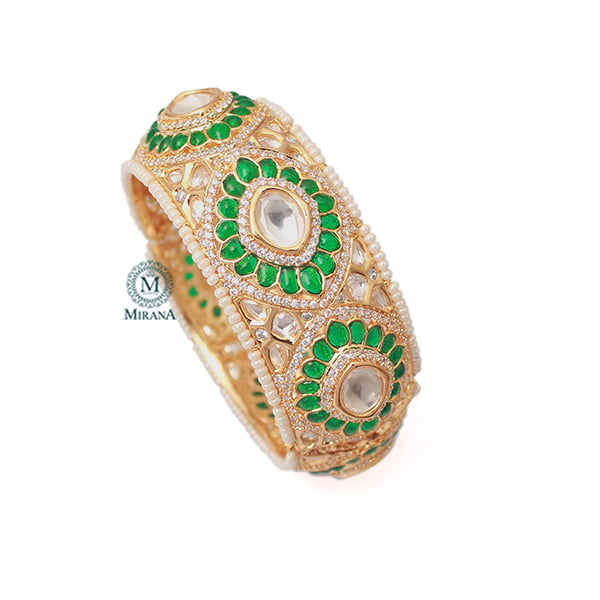 Aditi Emerald Green Polki Designer Bracelet