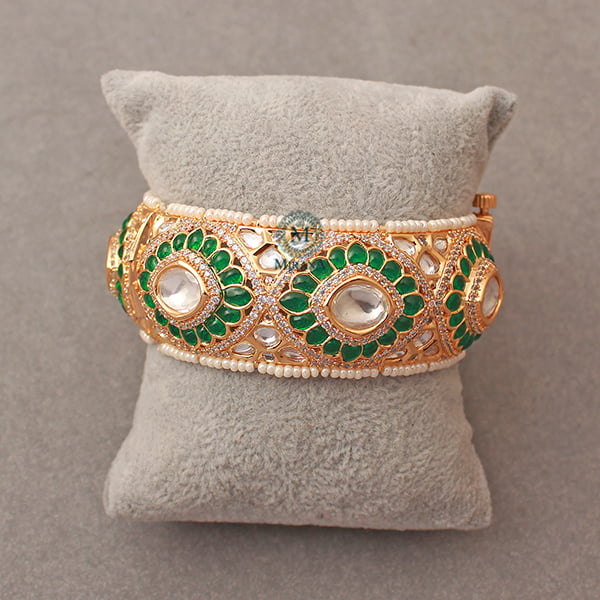 Aditi Emerald Green Polki Designer Bracelet