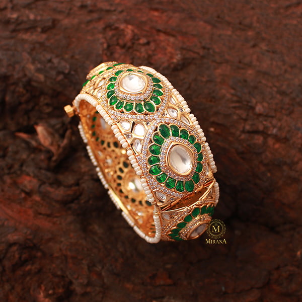 Aditi Emerald Green Polki Designer Bracelet