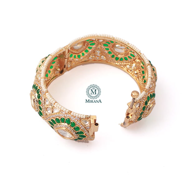 Aditi Emerald Green Polki Designer Bracelet