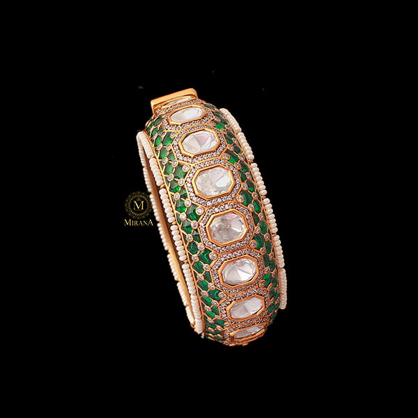 Chitra Emerald Green Polki Designer Bracelet