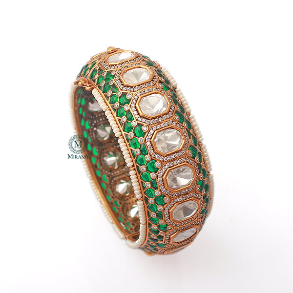 Chitra Emerald Green Polki Designer Bracelet