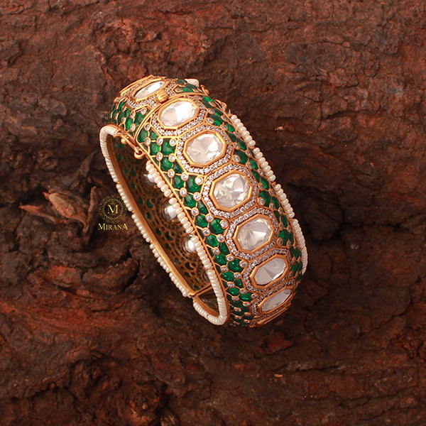 Chitra Emerald Green Polki Designer Bracelet