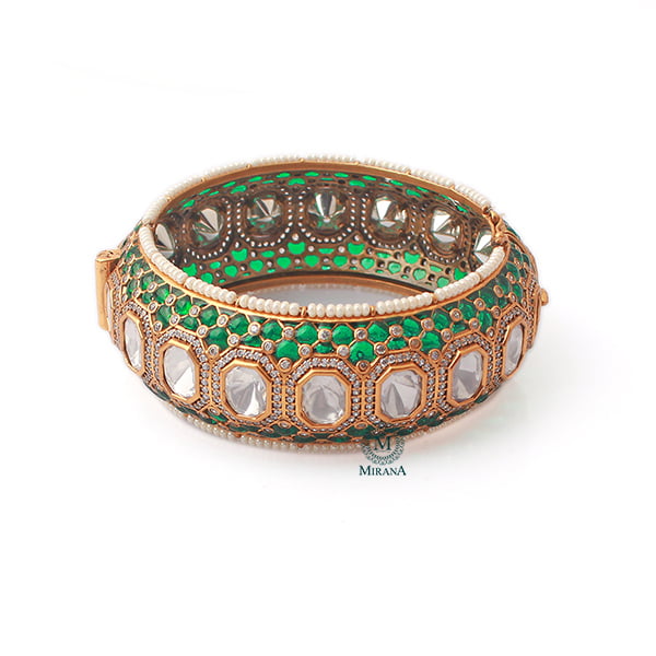 Chitra Emerald Green Polki Designer Bracelet