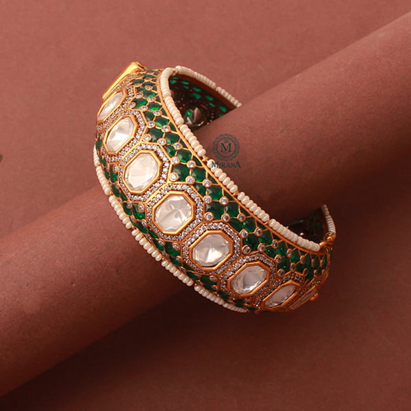 Chitra Emerald Green Polki Designer Bracelet