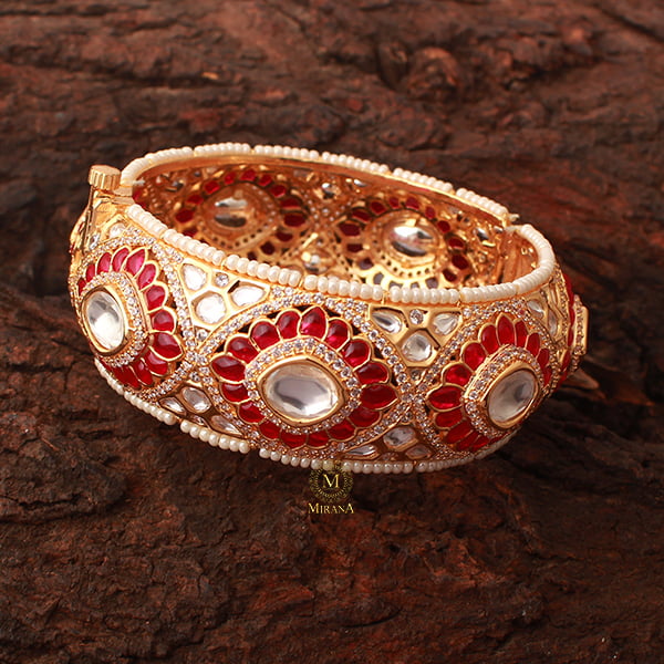 Aditi Ruby Polki Designer Bracelet