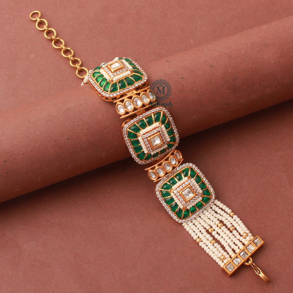 Lavana Emerald Green Polki Designer Bracelet