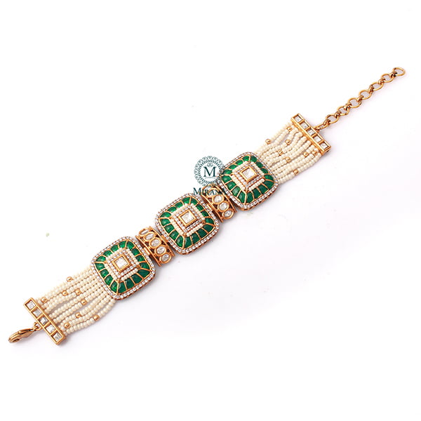 Lavana Emerald Green Polki Designer Bracelet