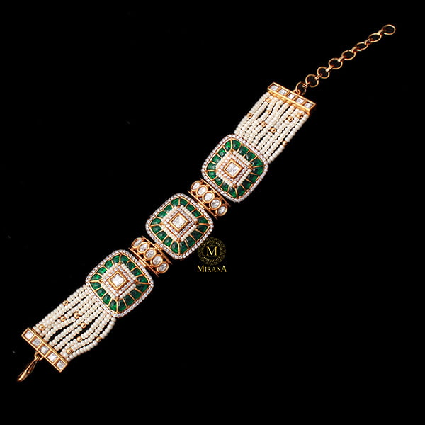 Lavana Emerald Green Polki Designer Bracelet