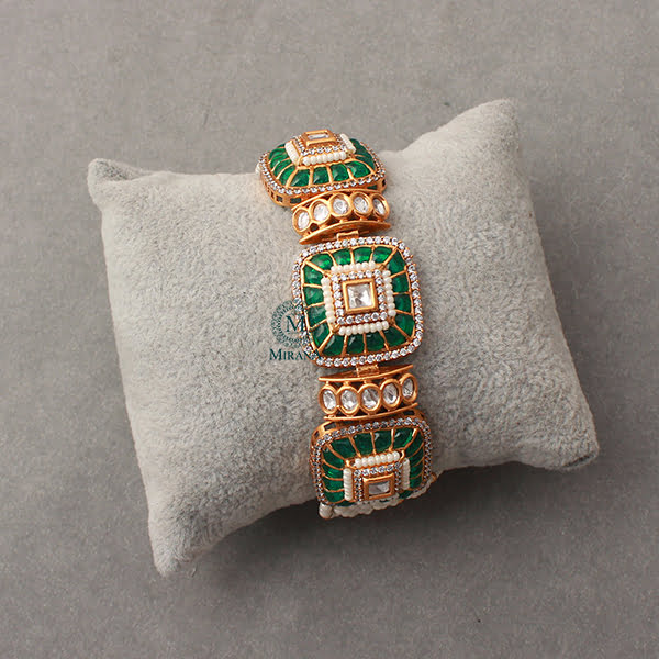 Lavana Emerald Green Polki Designer Bracelet