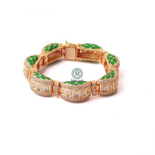 Kavia Emerald Green Polki Designer Bracelet