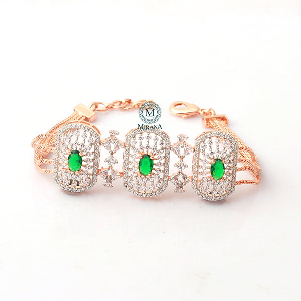 Uri Emerald Green CZ Designer Bracelet