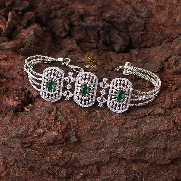 Uri Emerald Green CZ Designer Bracelet