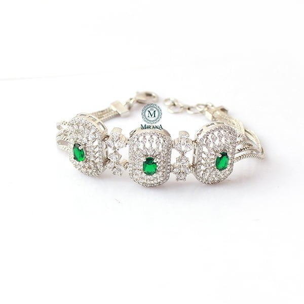 Uri Emerald Green CZ Designer Bracelet