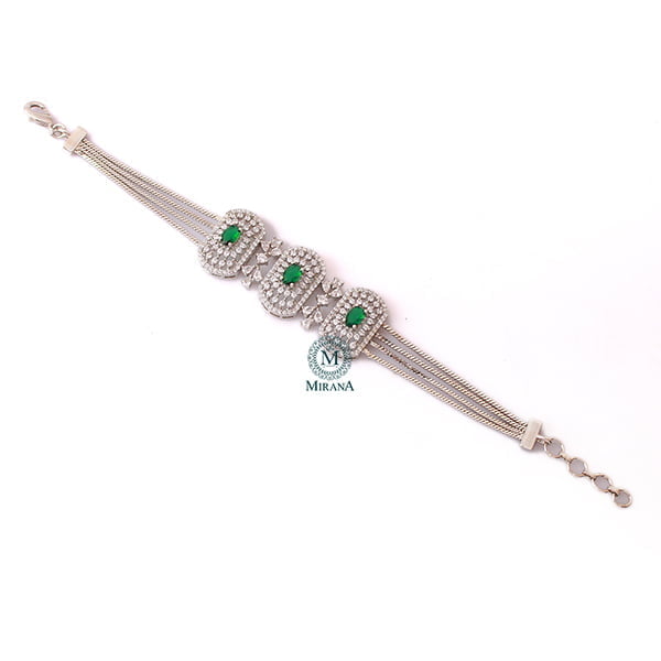 Uri Emerald Green CZ Designer Bracelet