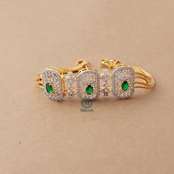 Uri Emerald Green CZ Designer Bracelet