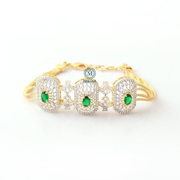 Uri Emerald Green CZ Designer Bracelet