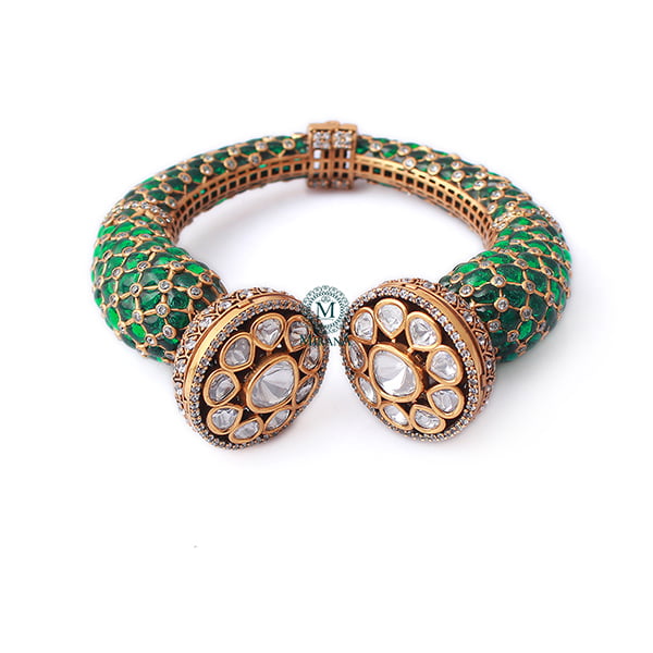 Shitranshi Emerald Green Polki Bracelet