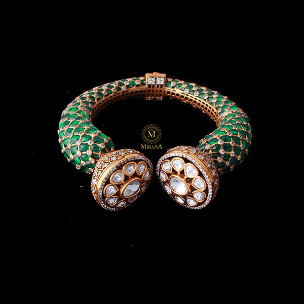 Shitranshi Emerald Green Polki Bracelet