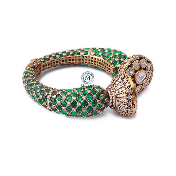 Shitranshi Emerald Green Polki Bracelet