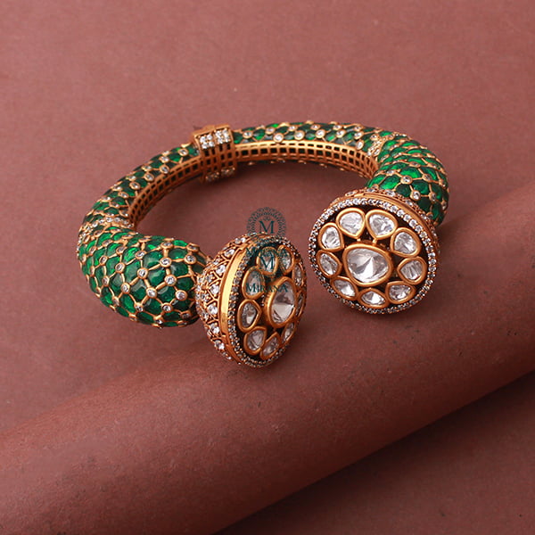 Shitranshi Emerald Green Polki Bracelet