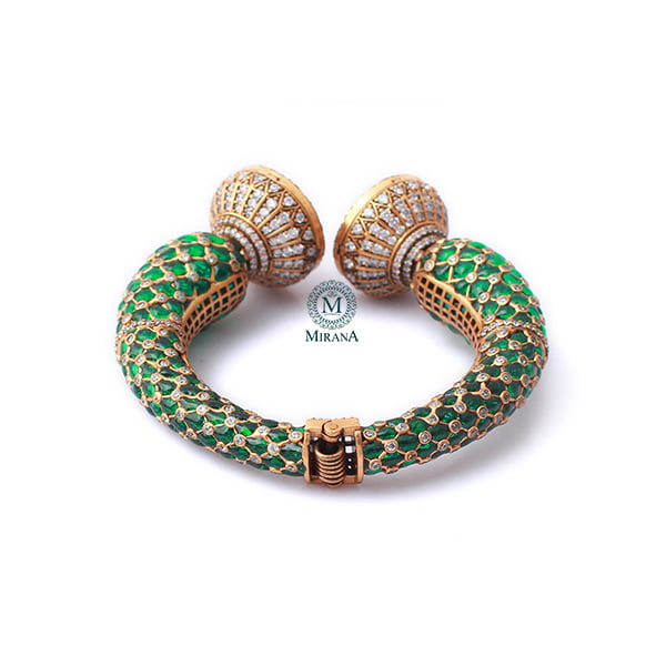 Shitranshi Emerald Green Polki Bracelet