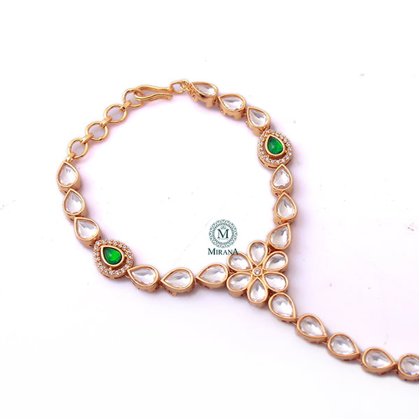 Anika Emerald Green Polki Designer Bracelet