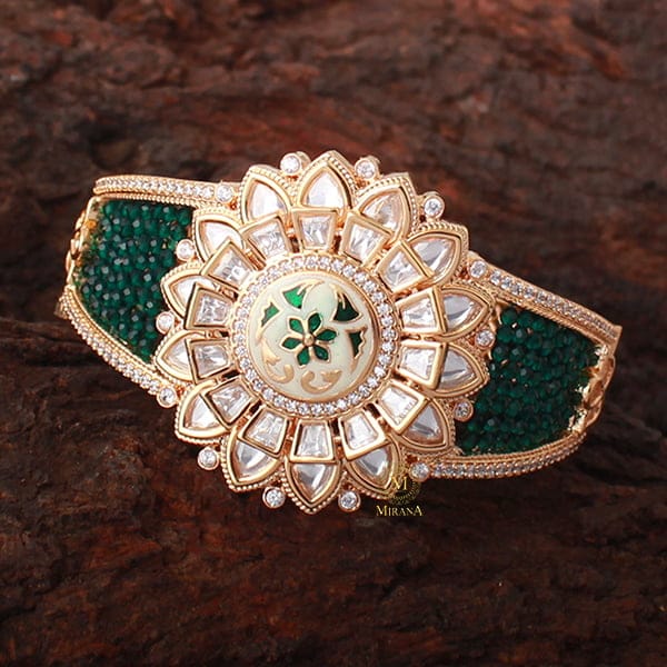 Shrishti Emerald Green Polki Bracelet