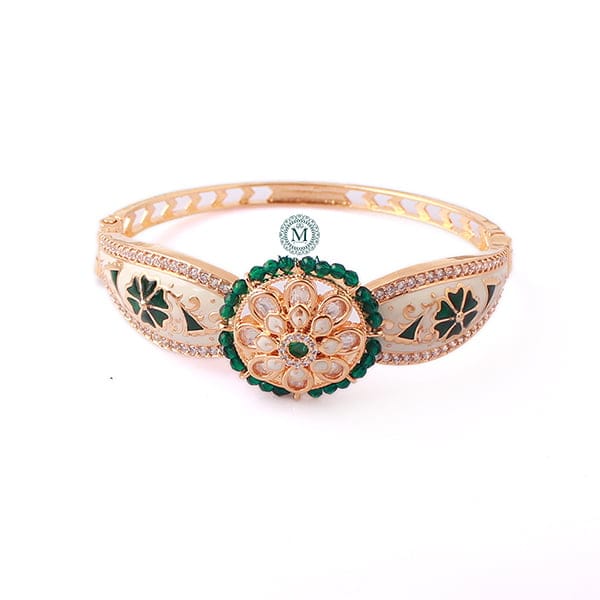 Tanisha Emerald Green Polki Designer Bracelet